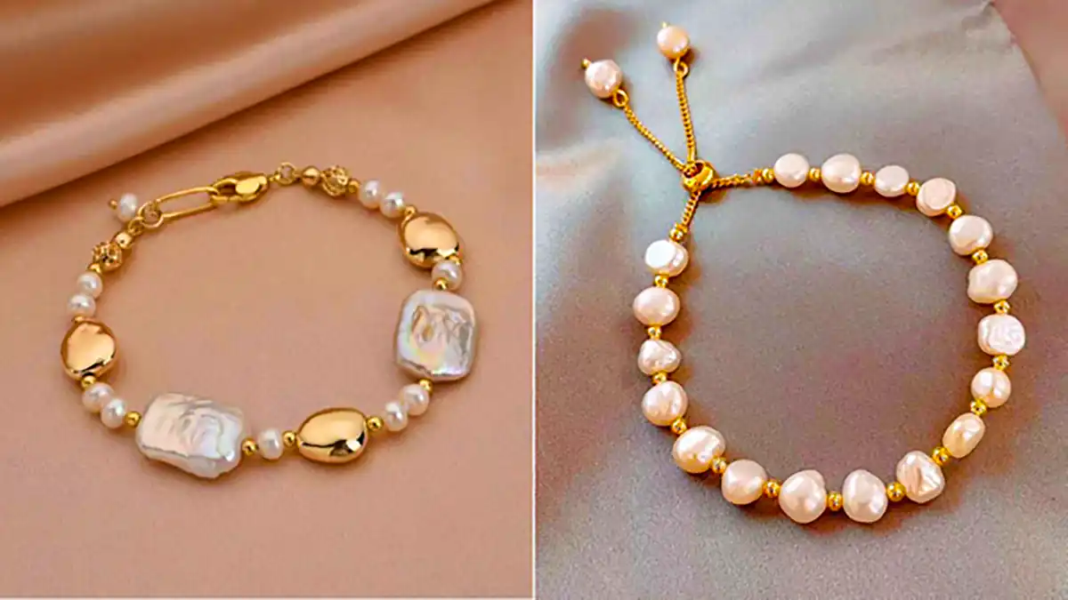 دستبند طلا ترکیبی با مروارید