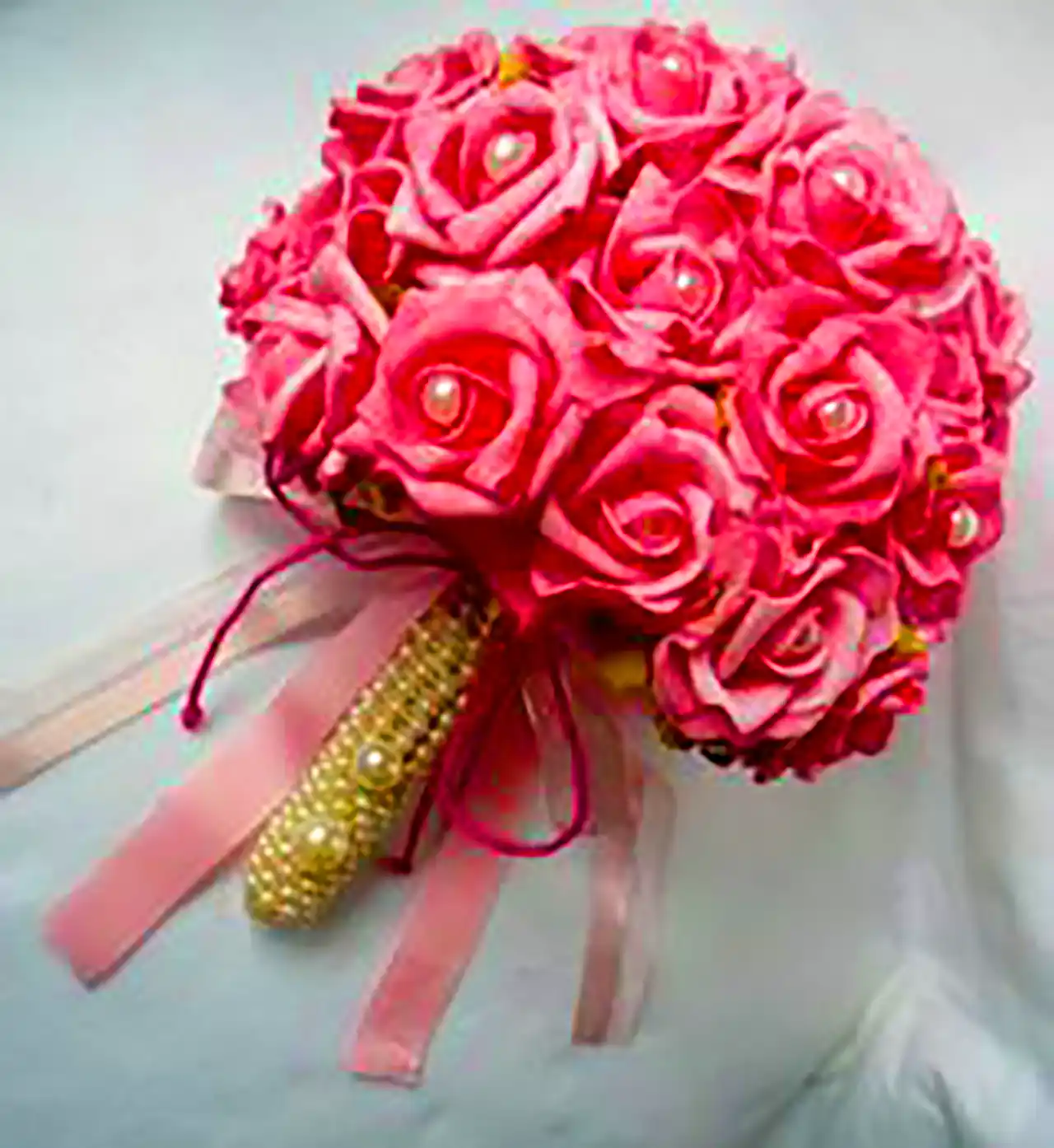 دسته گل عروس صورتی