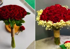 دسته گل رزقرمز برای عروس