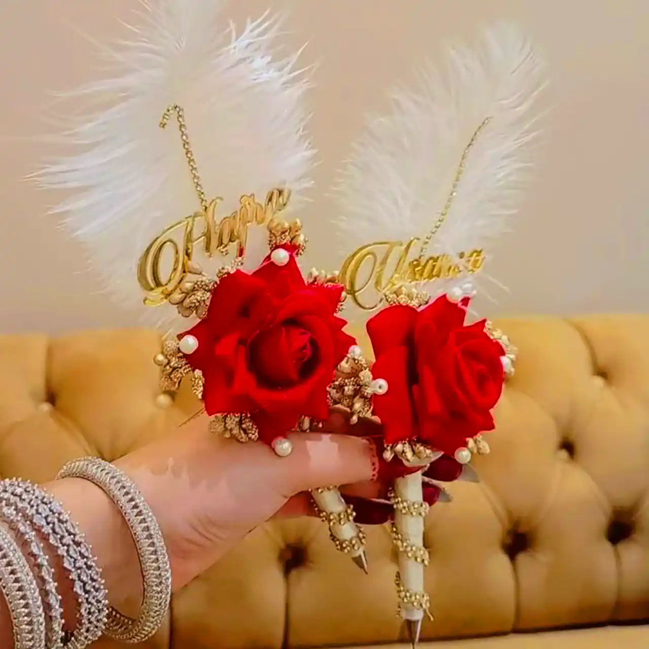 دسته گل رزقرمز برای عروس