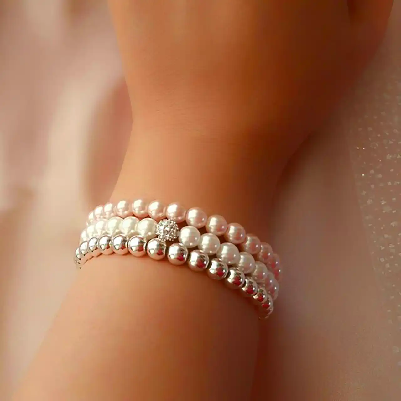 دستبند مرواریدی دخترانه
