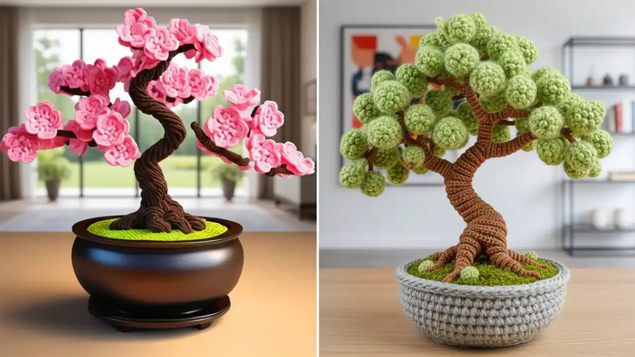 گلدان بنسای بافتنی