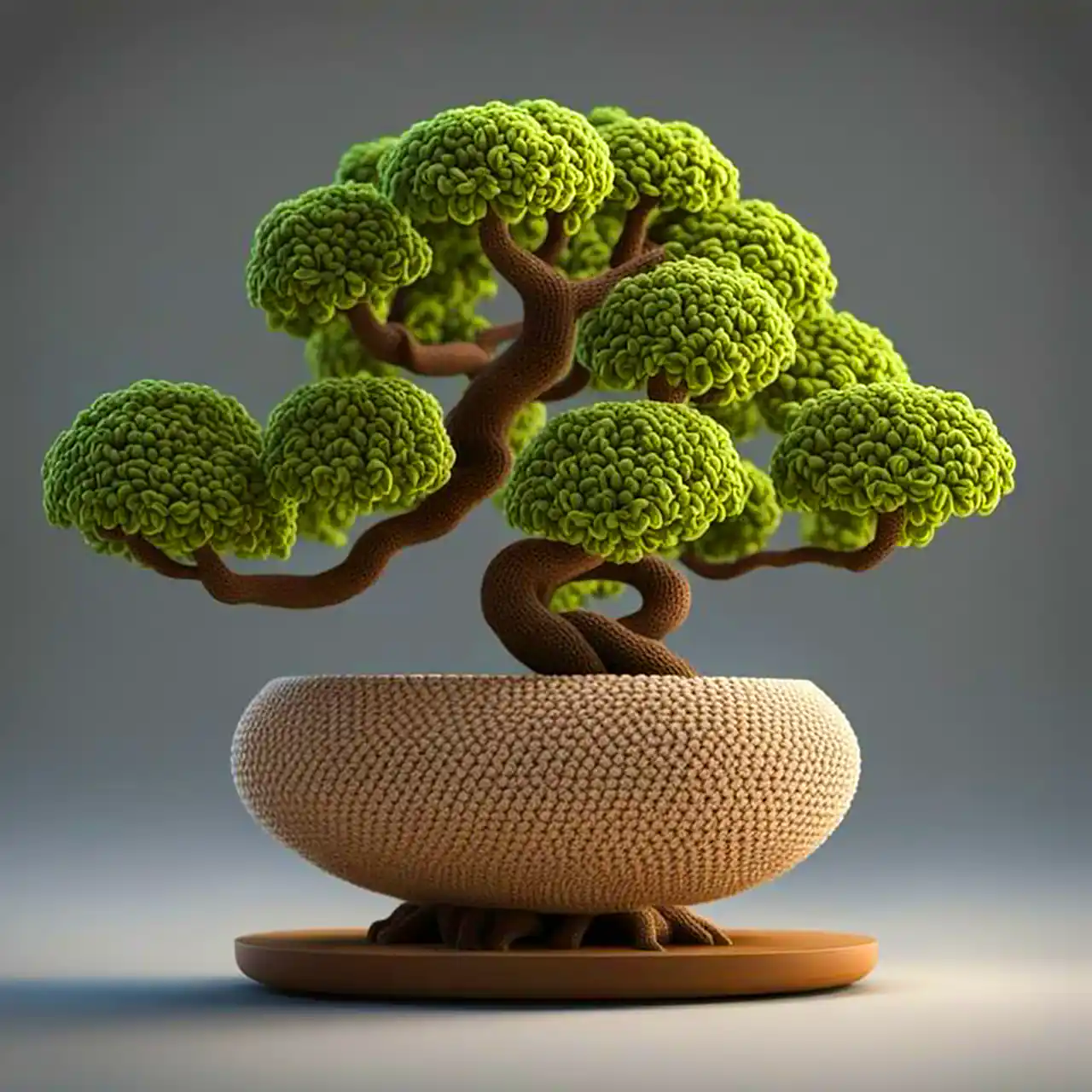 گلدان بنسای بافتنی