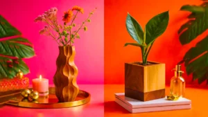 گلدان چوبی لوکس مینیمال