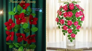 گلهای دکوری شیک بافتنی