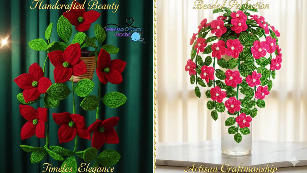 گلهای دکوری شیک بافتنی