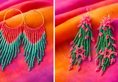 گوشواره مهره ای بلند فانتزی