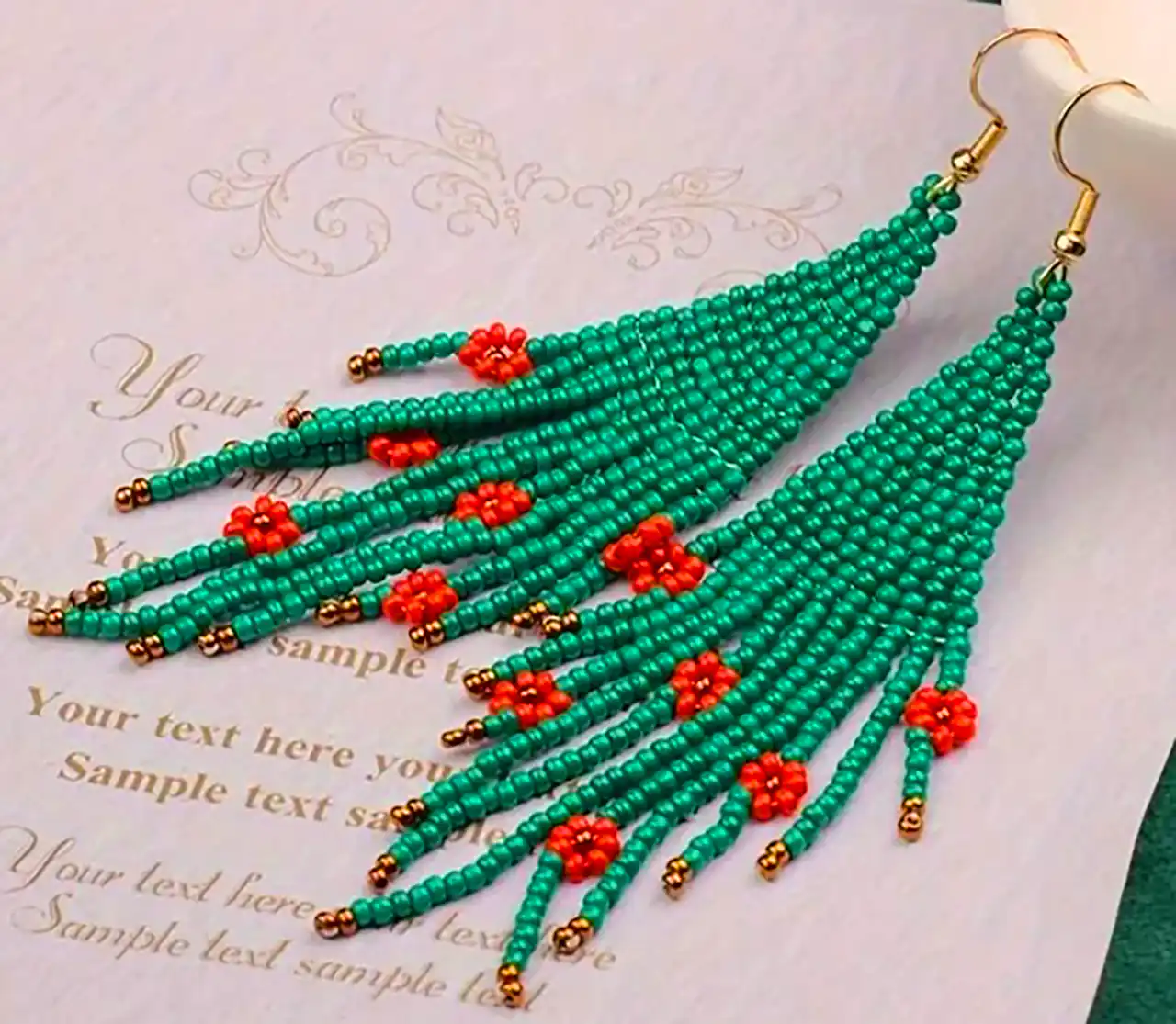 گوشواره مهره ای بلند فانتزی 