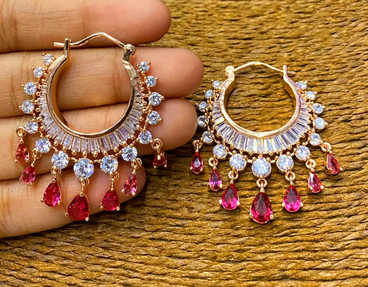 گوشواره اشکی نگین دار مجلسی 