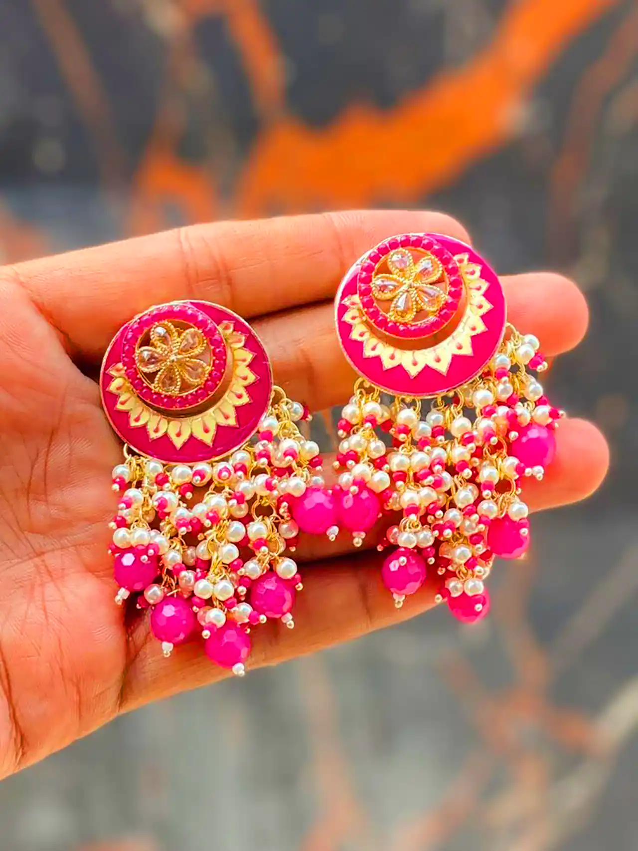 گوشواره هندی صورتی