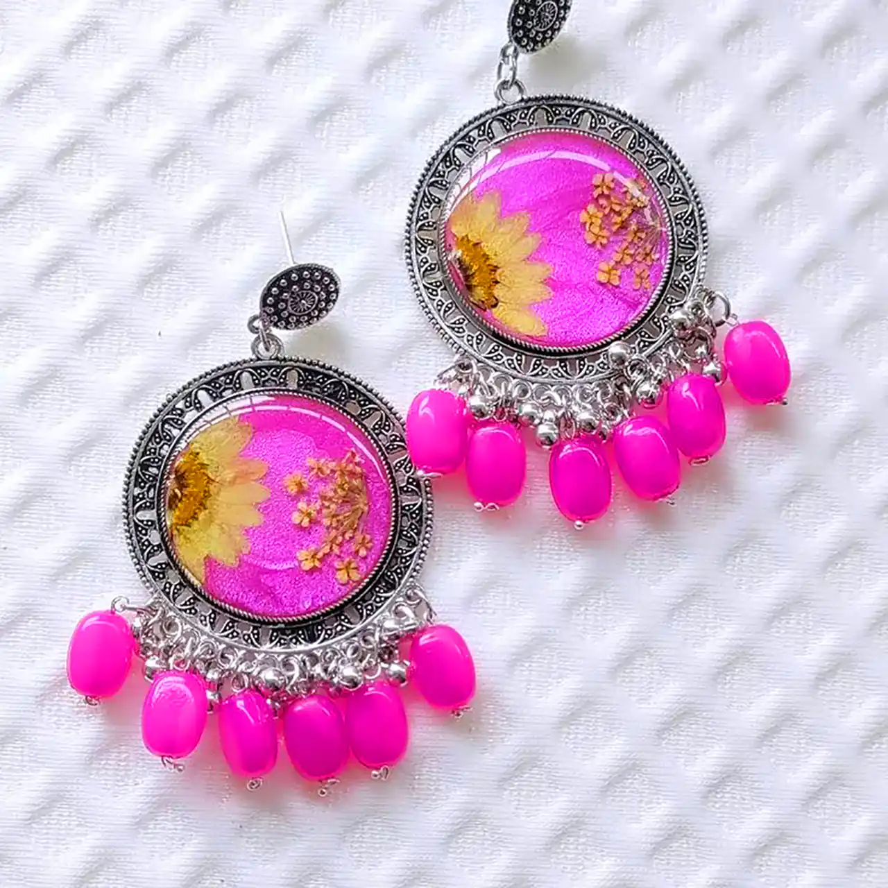 گوشواره هندی صورتی