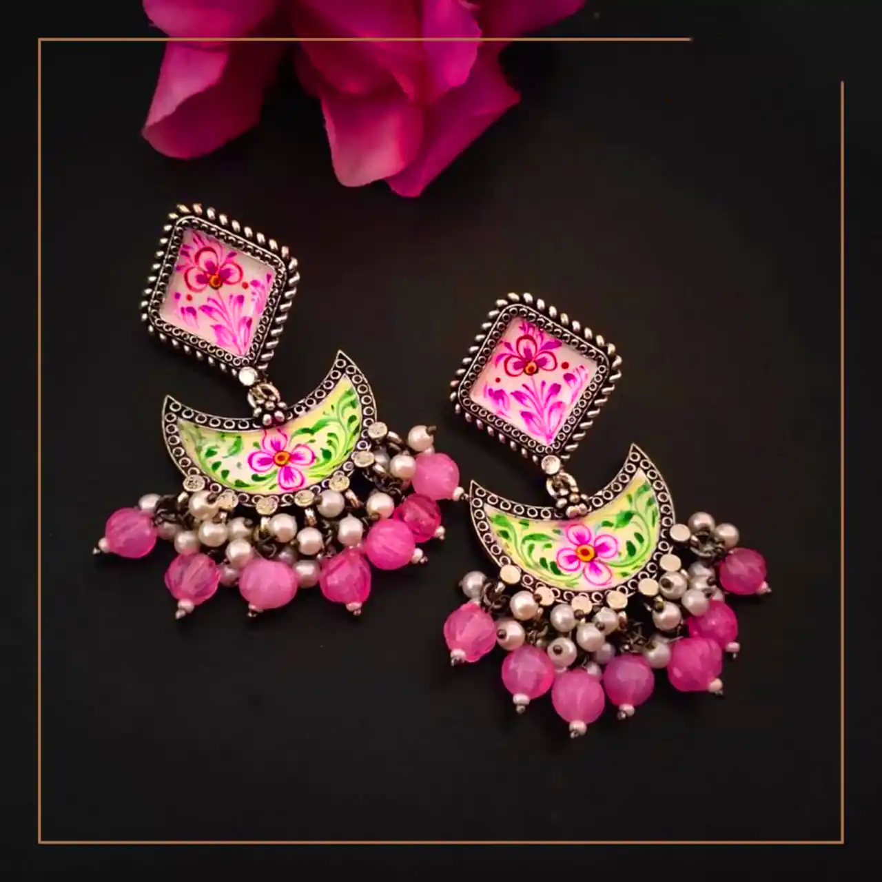 گوشواره هندی صورتی