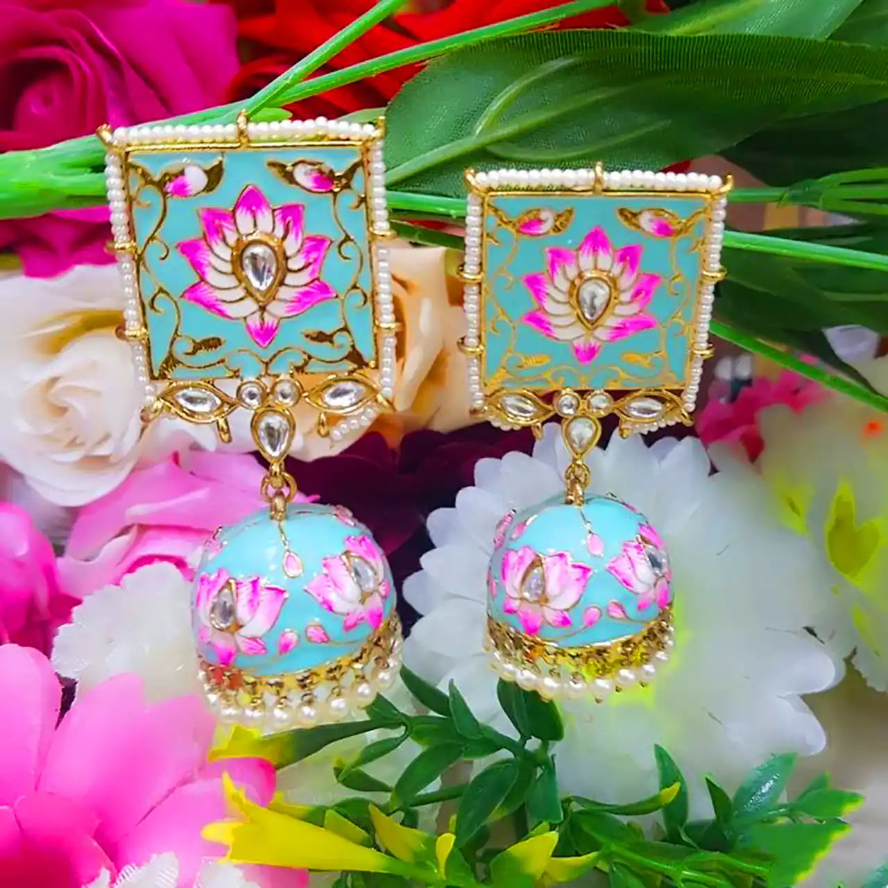 گوشواره هندی صورتی