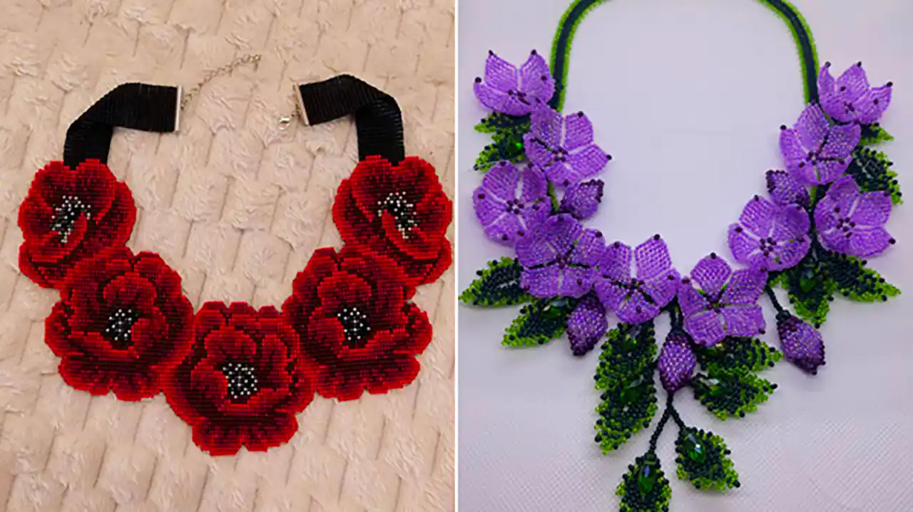 گردنبند منجوق دوزی رومانتویی