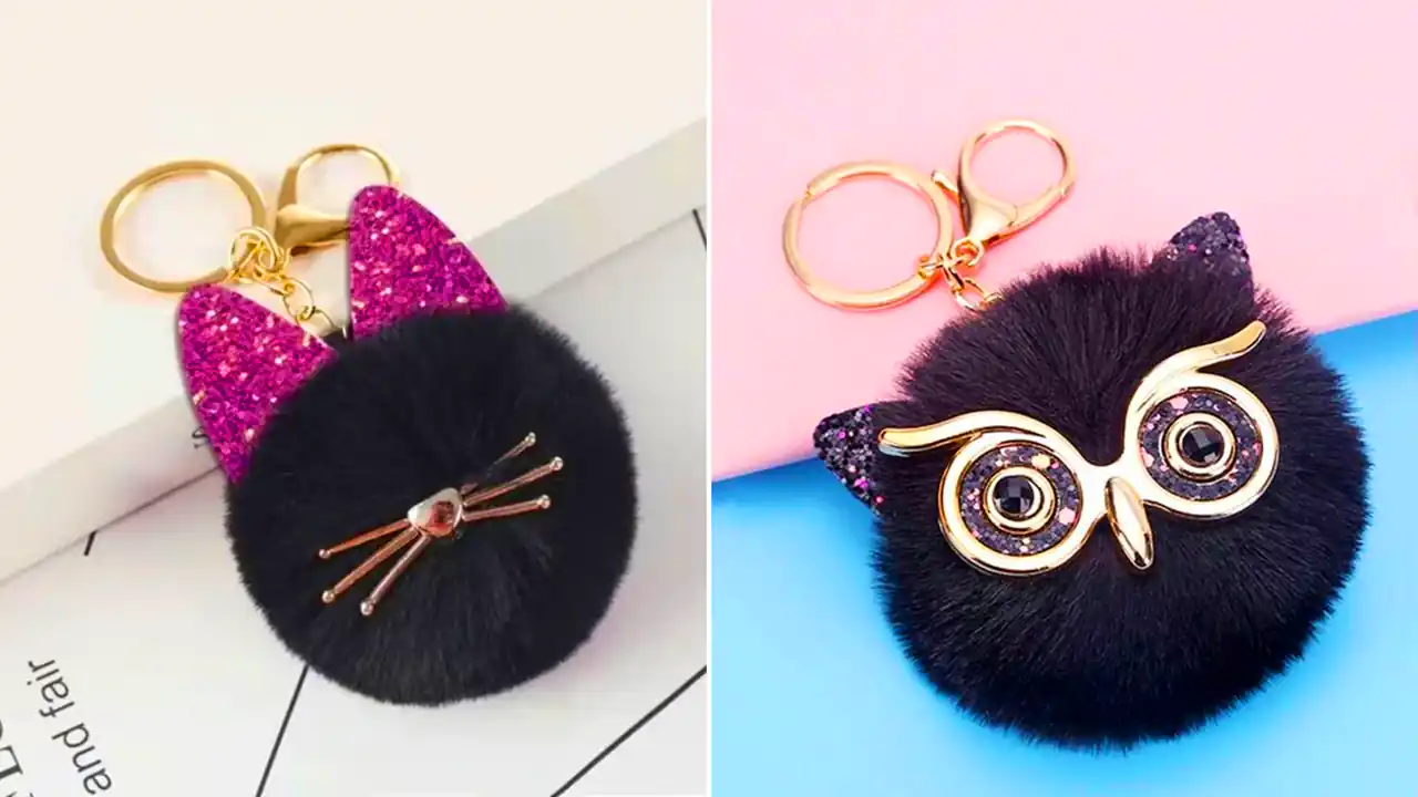 جاکلیدی پشمی فانتزی گربه ای