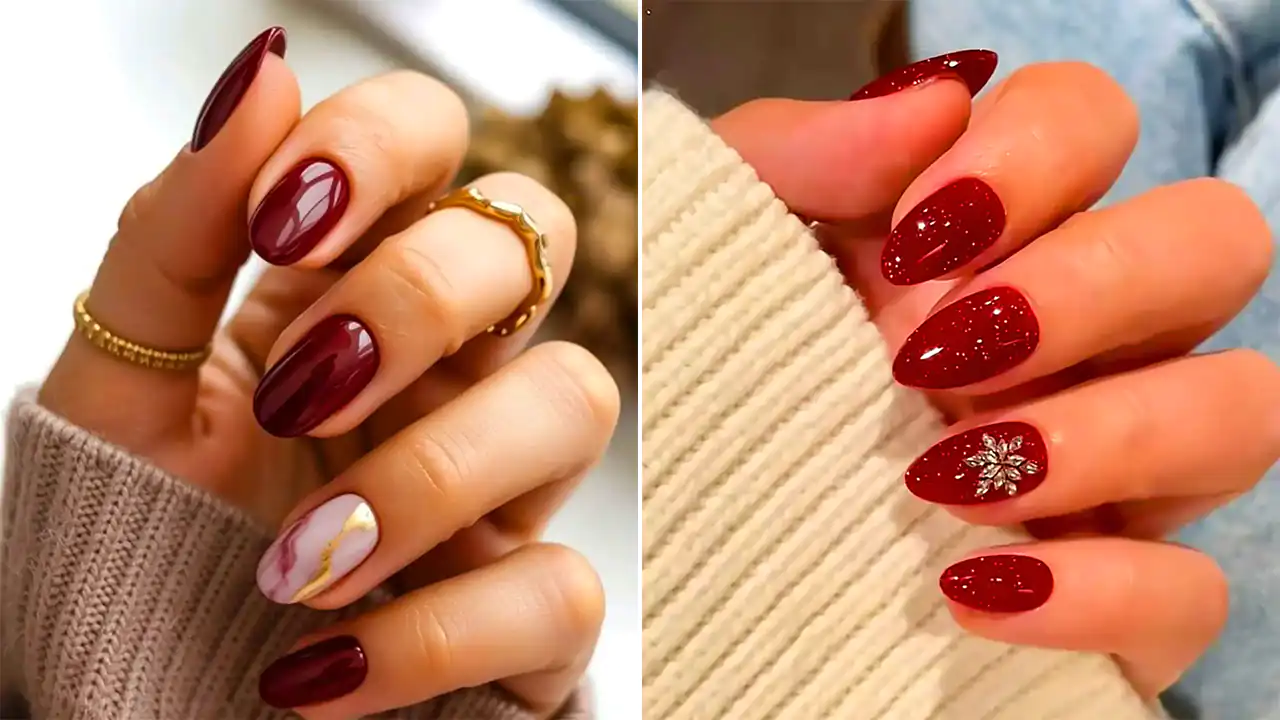کاشت ناخن با رنگ گیلاسی