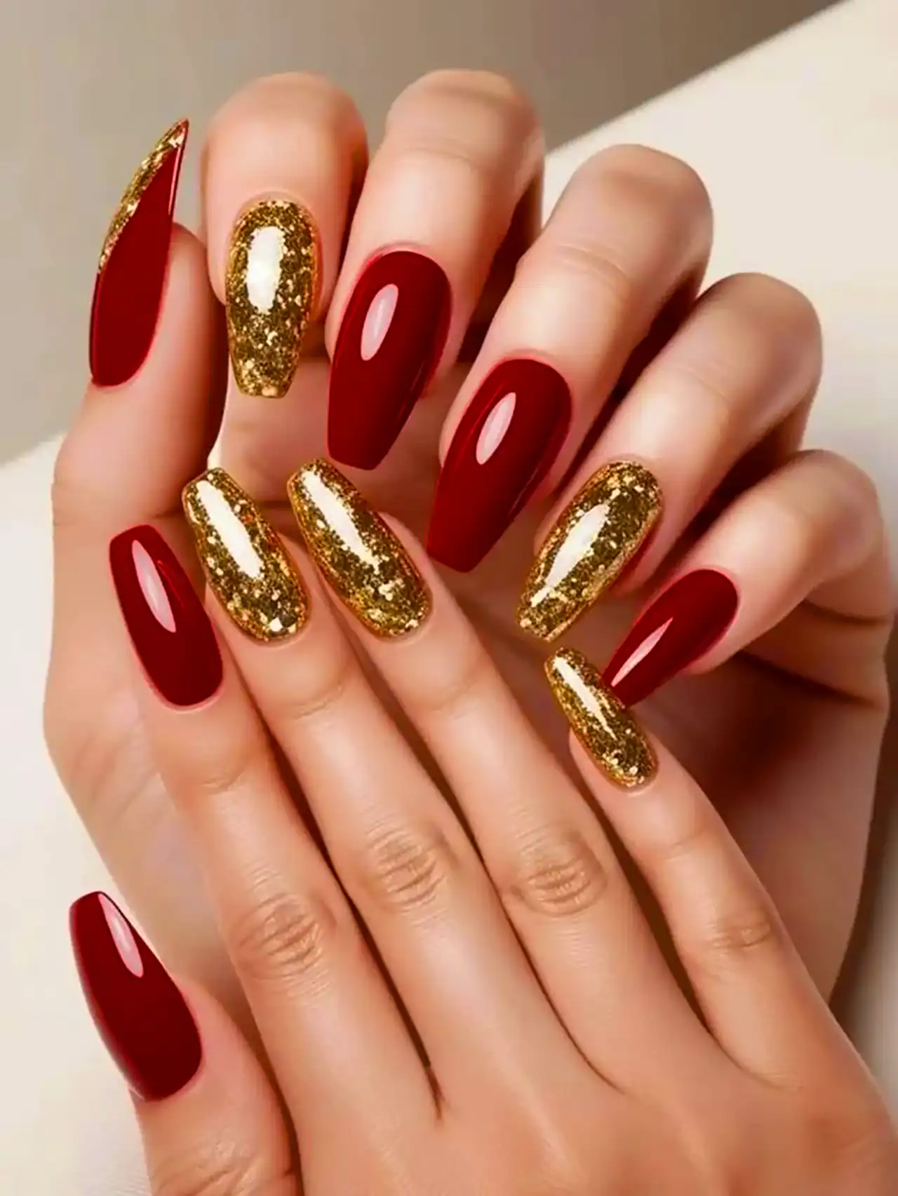کاشت ناخن با رنگ گیلاسی