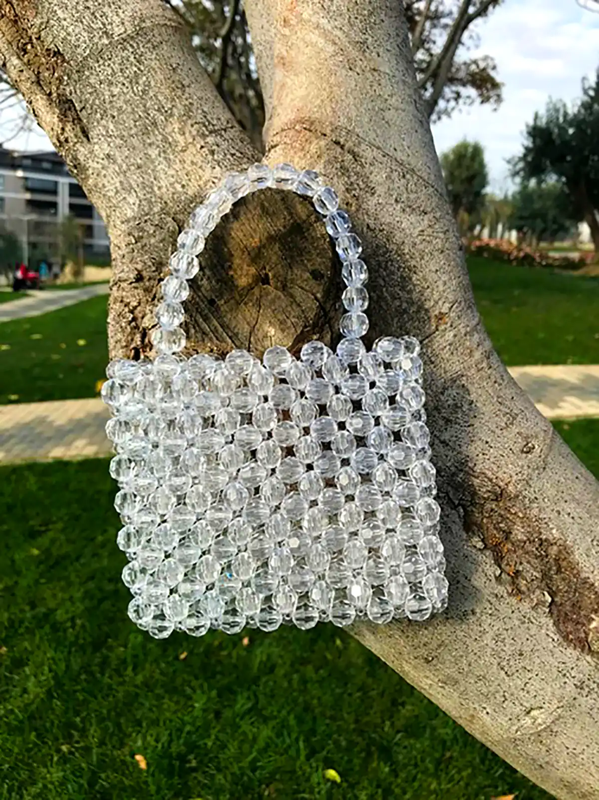 کیف دستی مهره ای شفاف