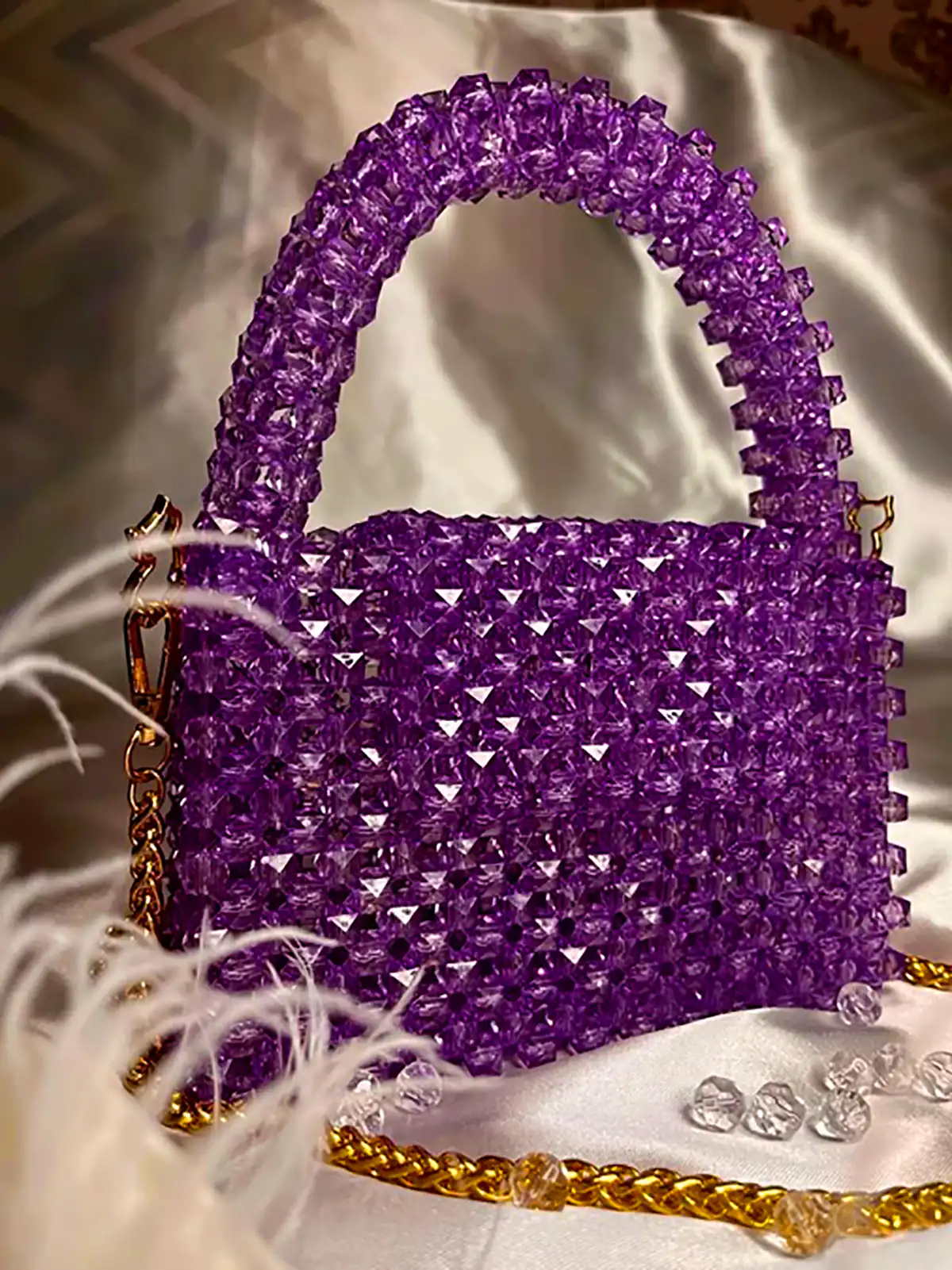 کیف دستی مهره ای شفاف