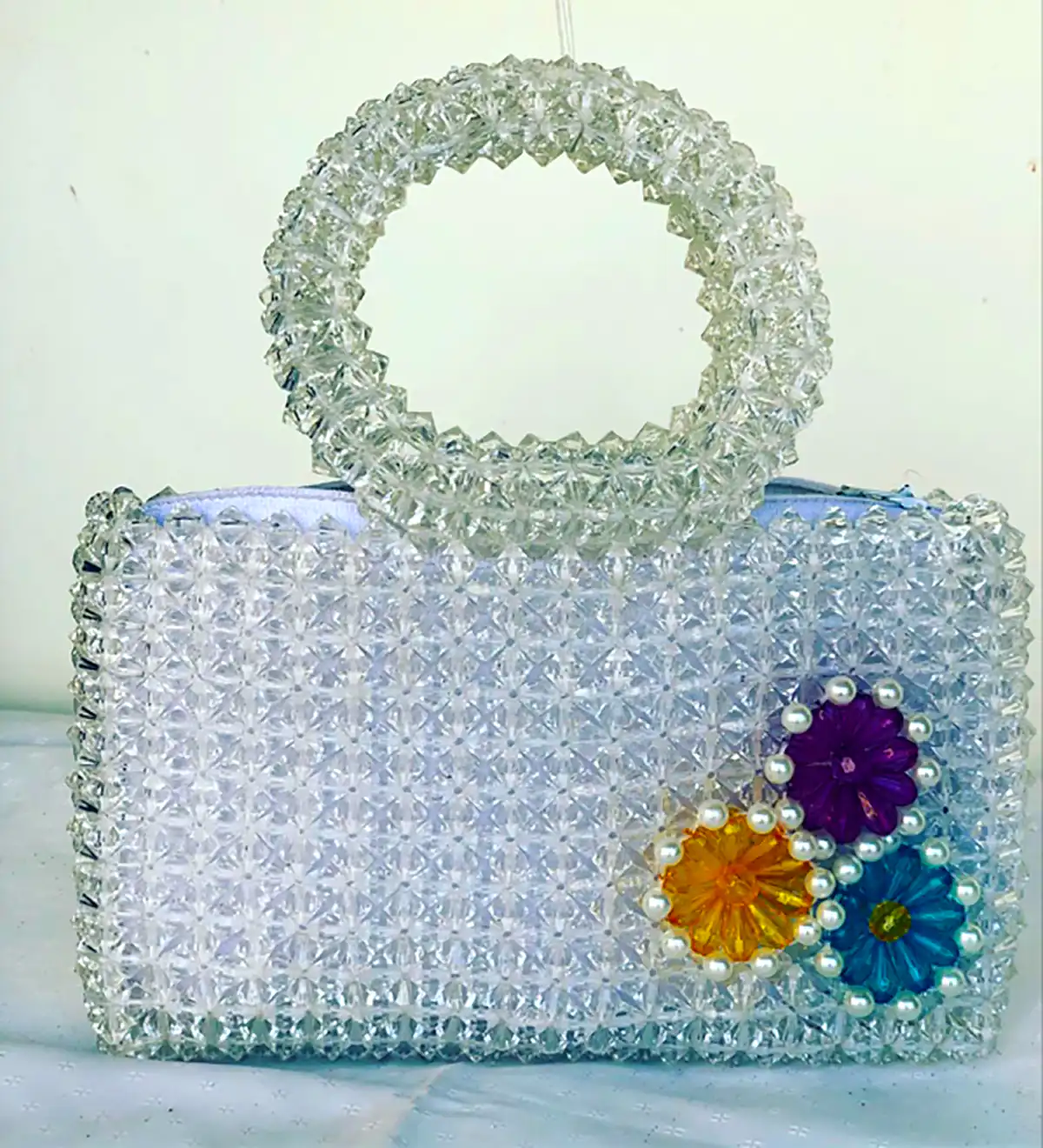 کیف دستی مهره ای شفاف