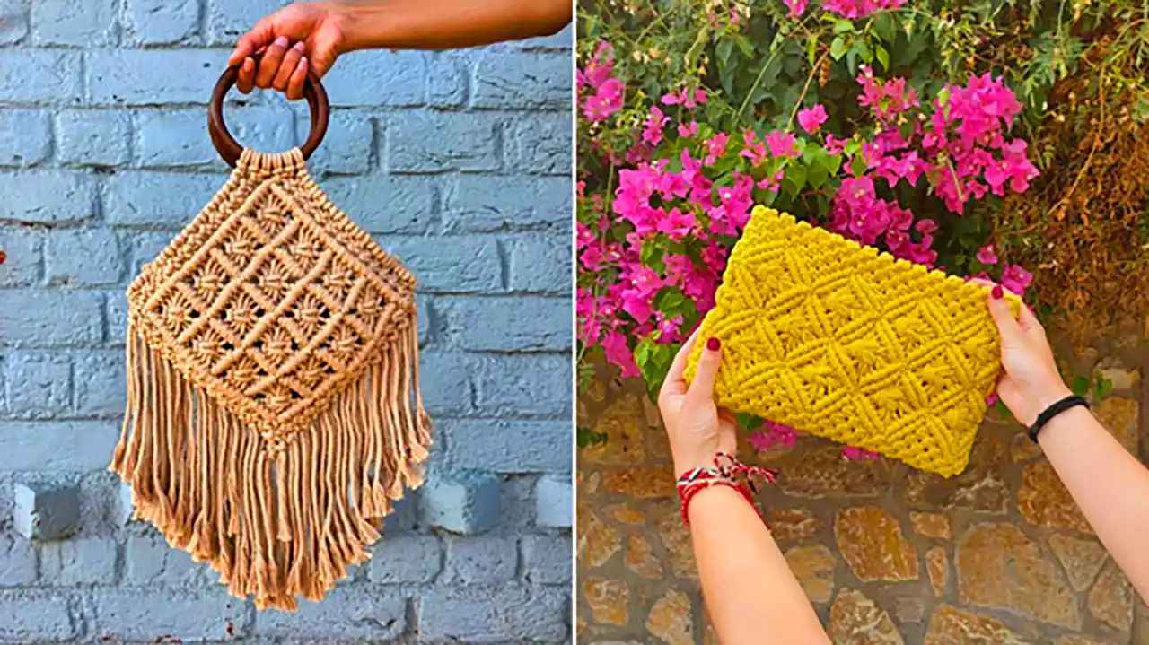 کیف دستبافت مکرومه