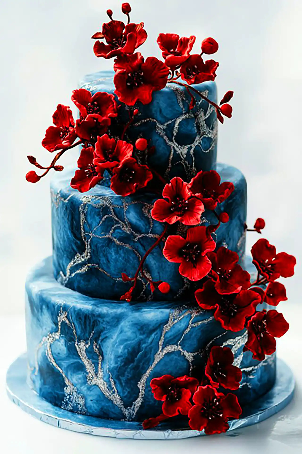 کیک برای مراسم عقد با تم آبی