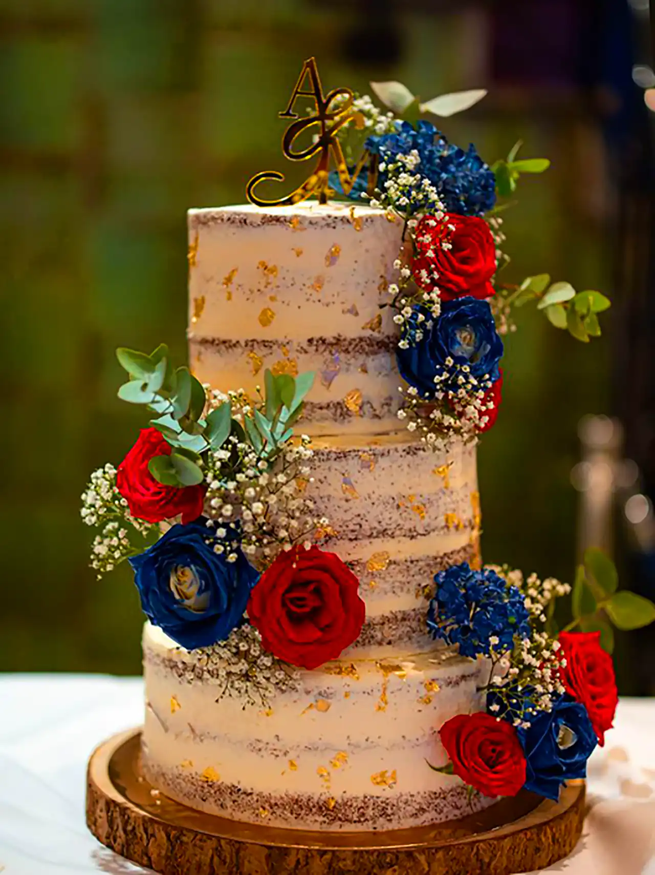 کیک برای مراسم عقد با تم آبی