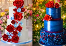 کیک برای مراسم عقد با تم آبی