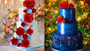 کیک برای مراسم عقد با تم آبی