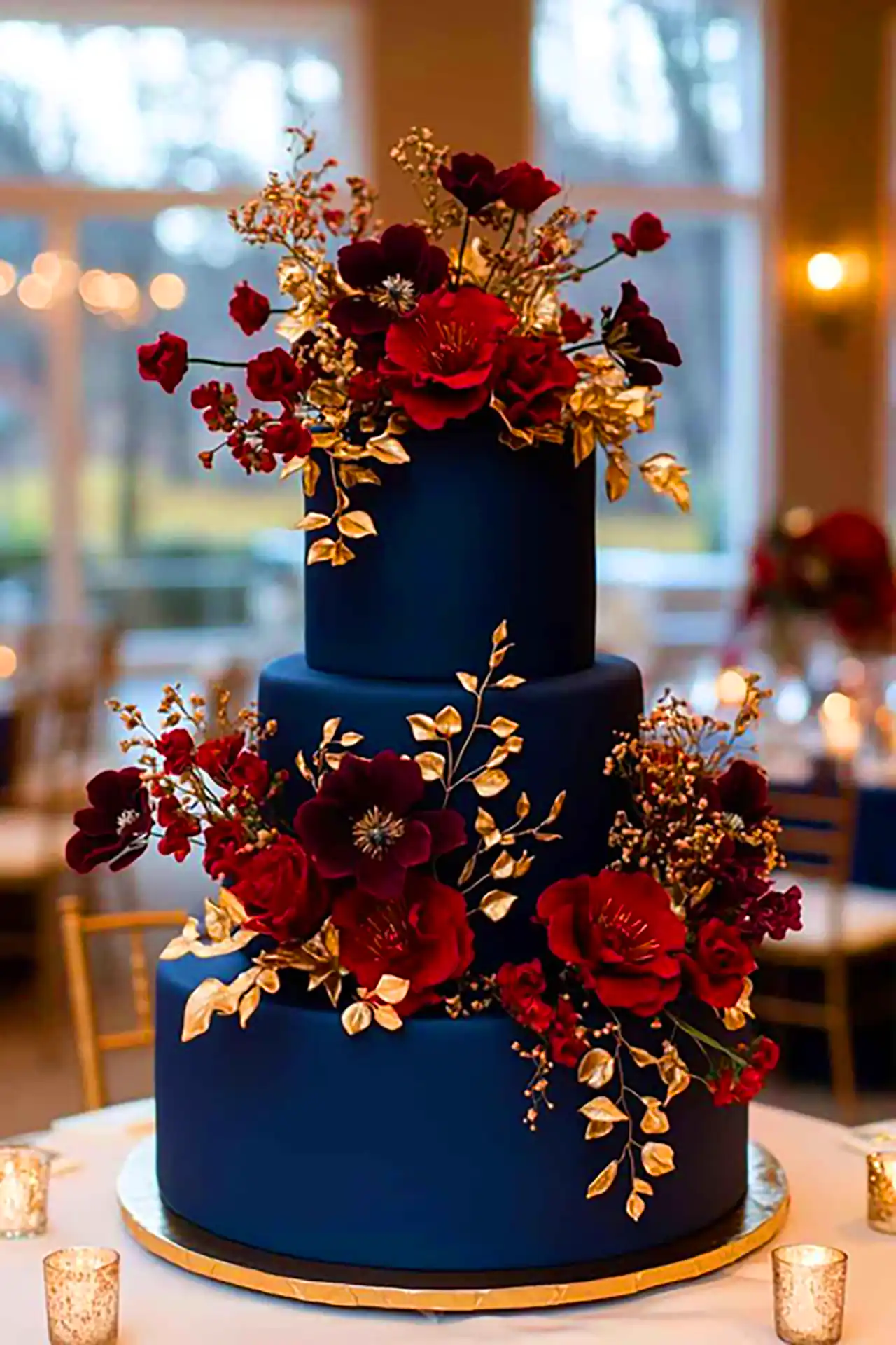 کیک برای مراسم عقد با تم آبی