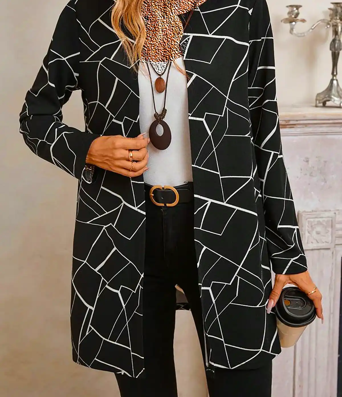 کت زنانه طرحدار هندسی 