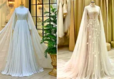 لباس عروس شنل دار ساده