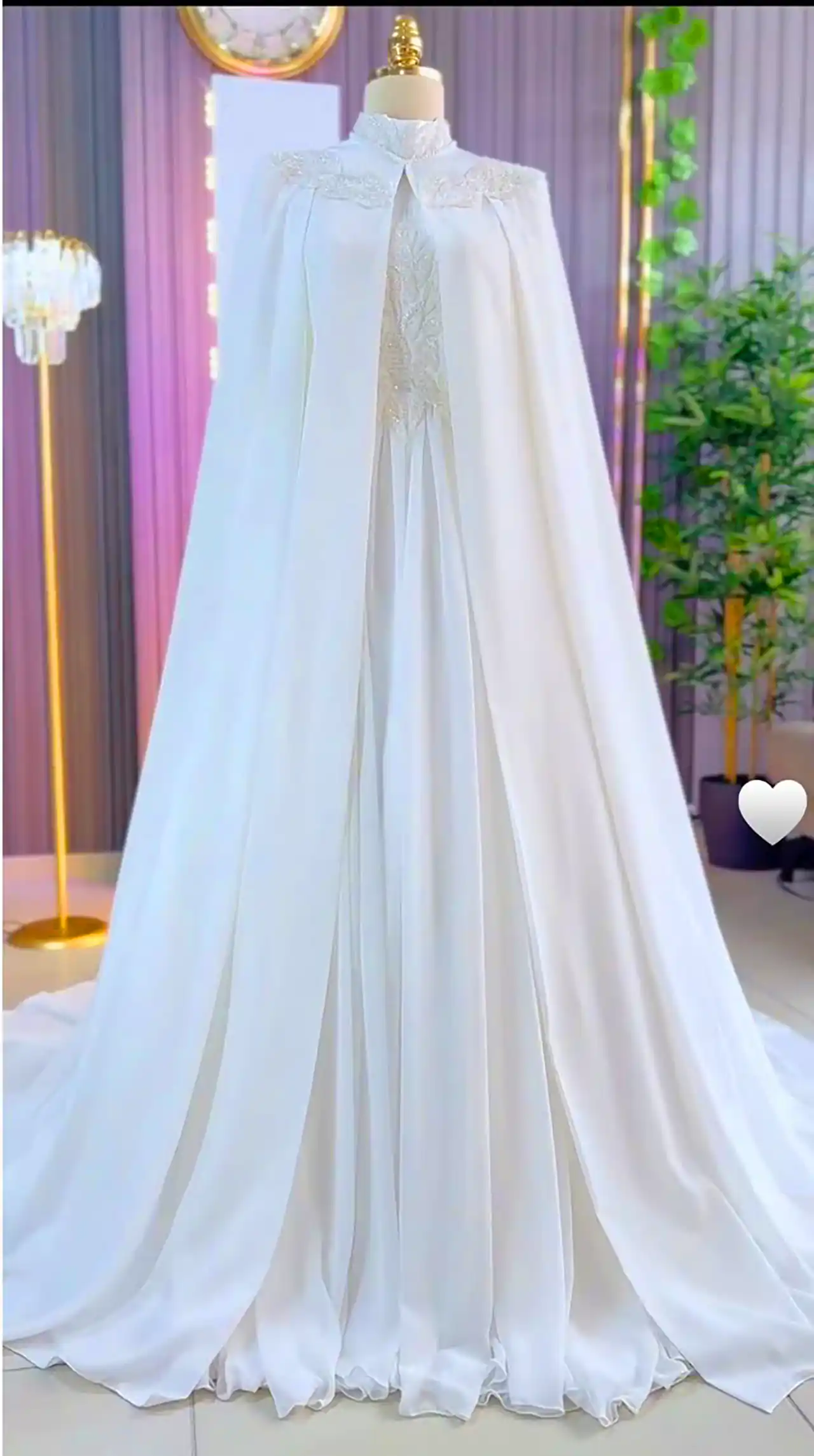 لباس عروس شنل دار ساده