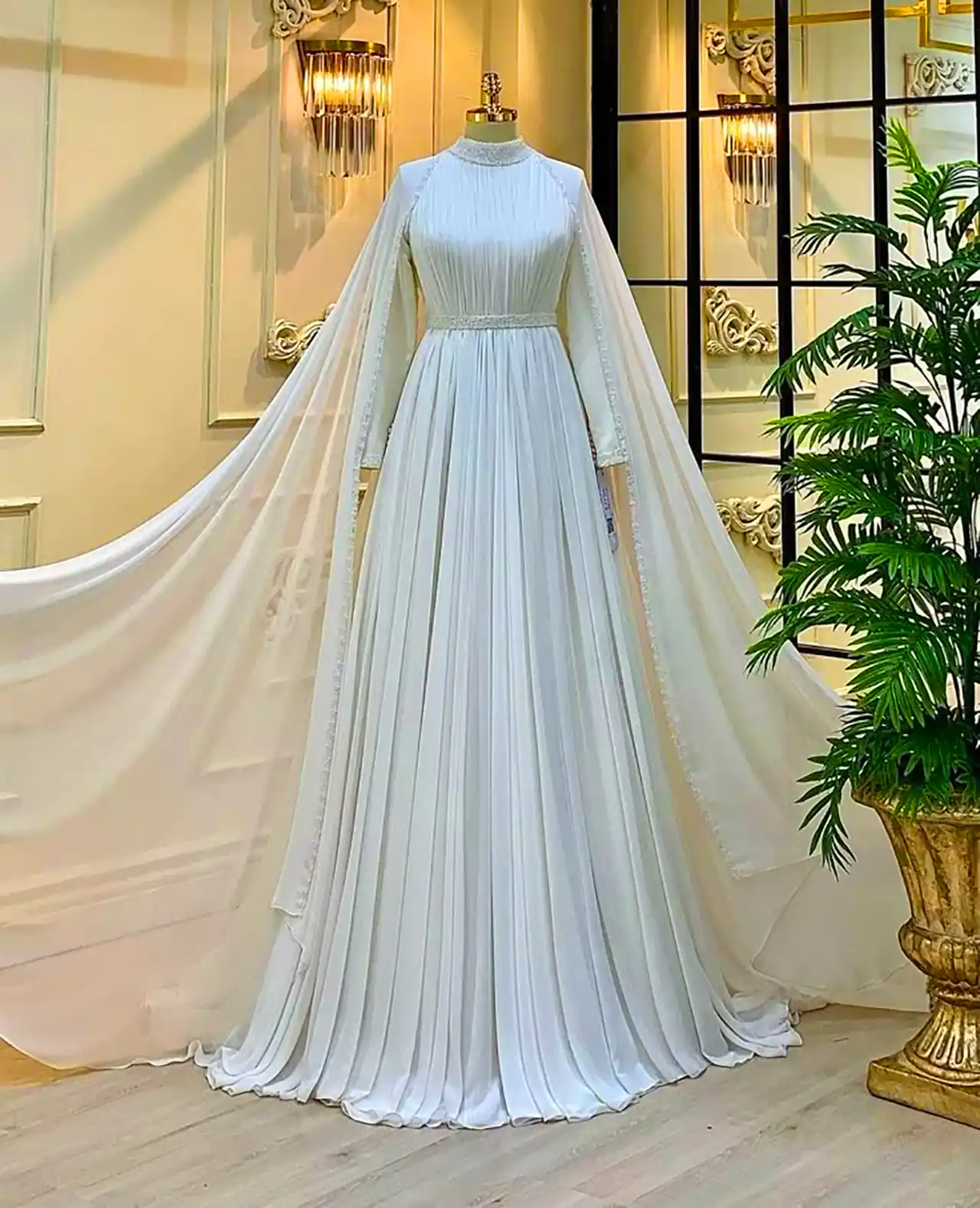 لباس عروس شنل دار ساده