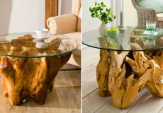 میز عسلی با تنه درخت