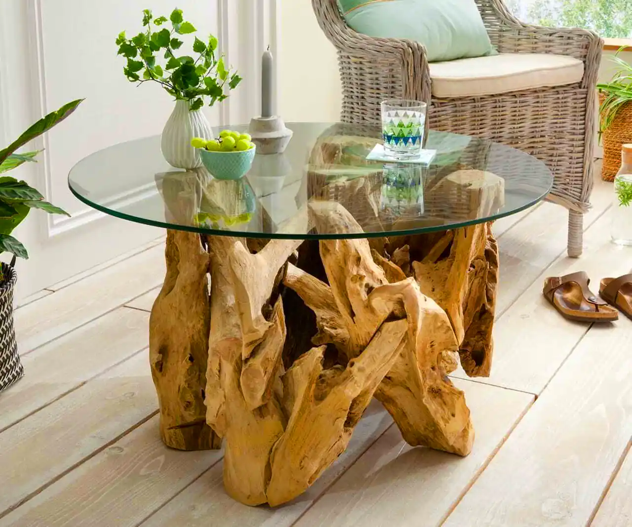 میز عسلی با تنه درخت