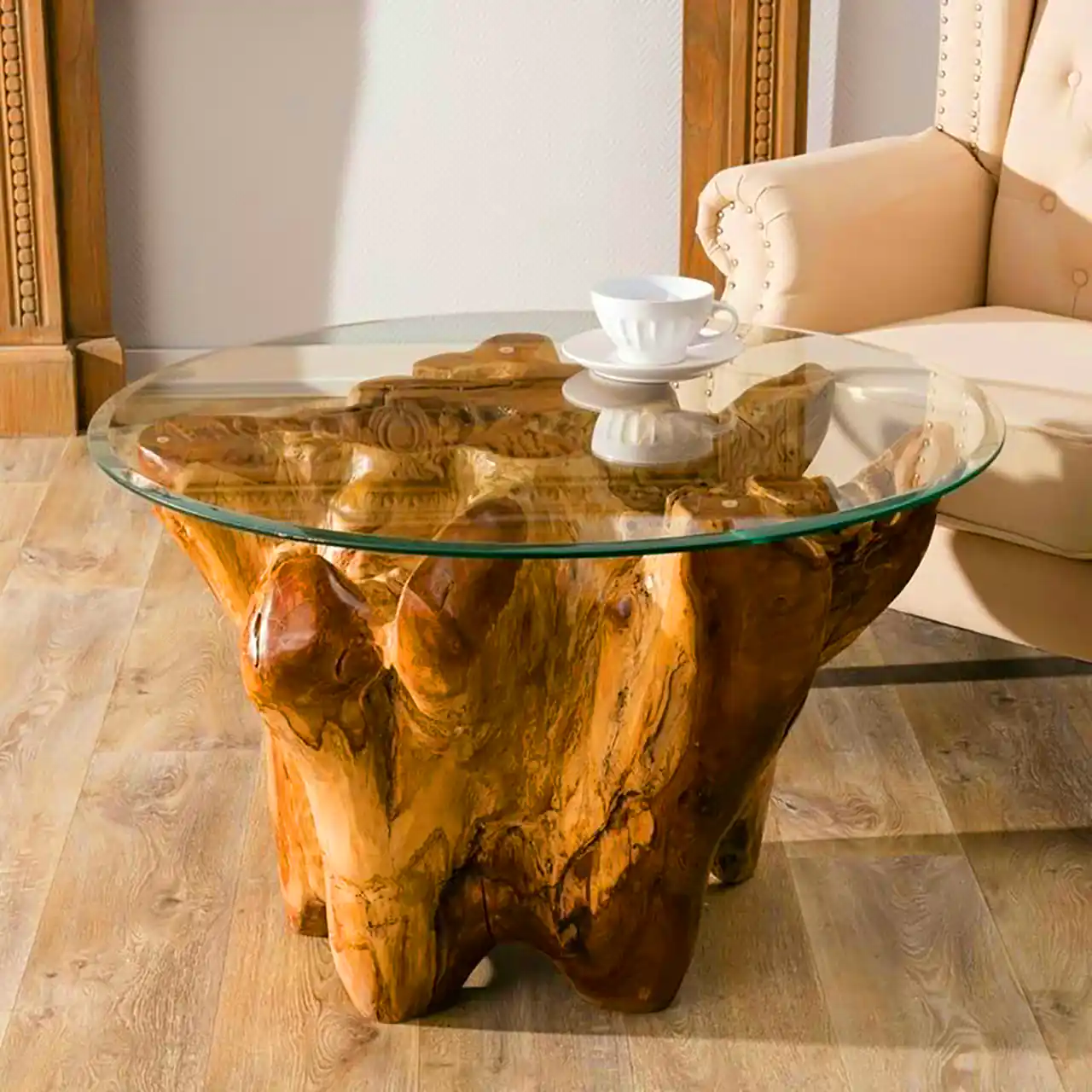 میز عسلی با تنه درخت