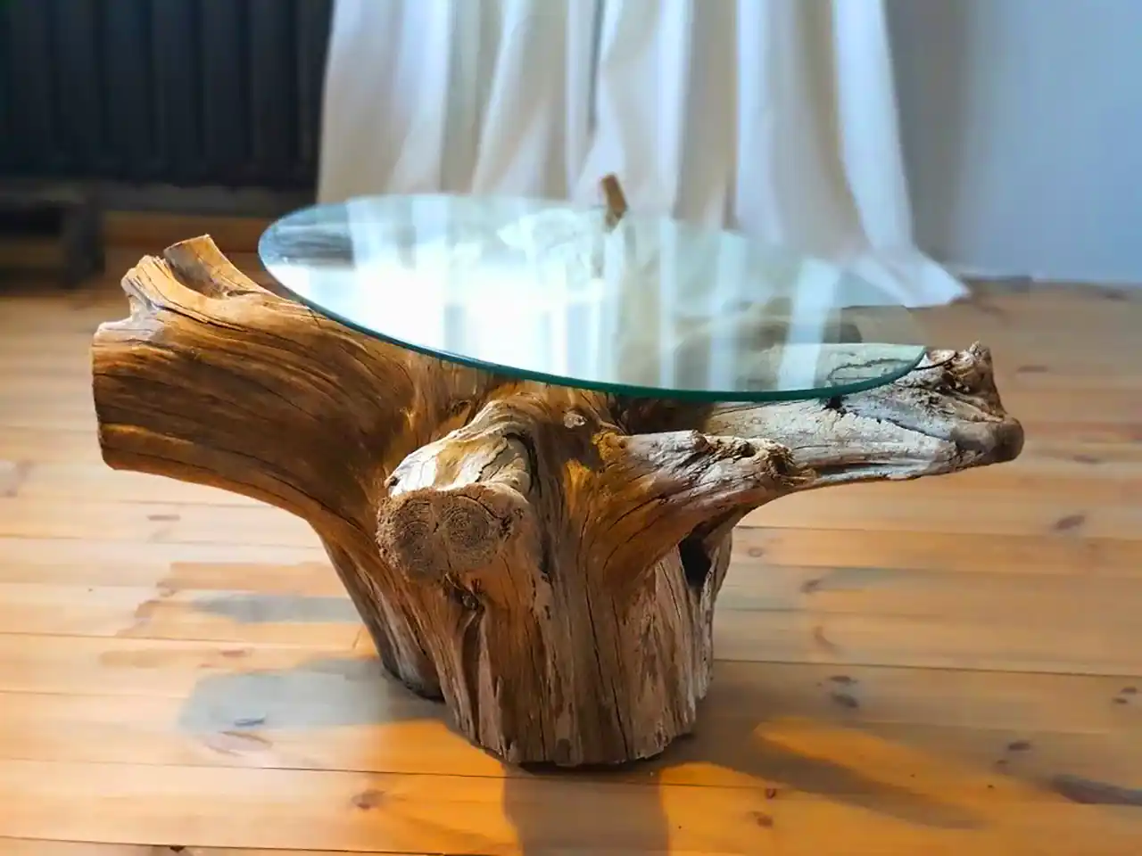 میز عسلی با تنه درخت