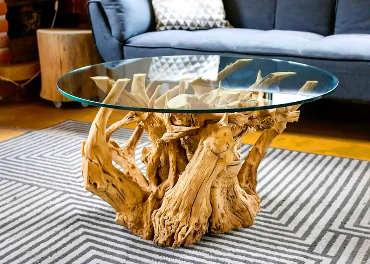 میز عسلی با تنه درخت