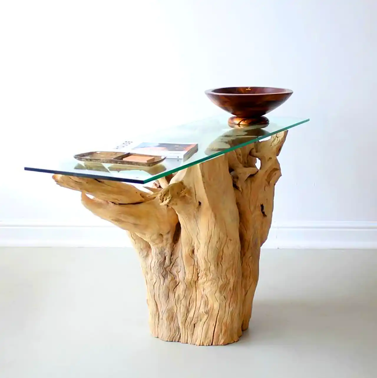 میز عسلی با تنه درخت