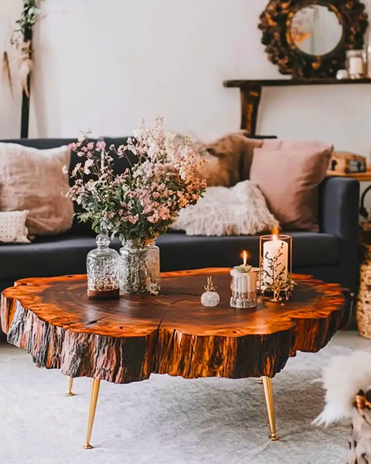 میز چوبی تنه درختی