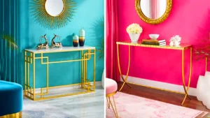 میز کنسول پایه طلایی