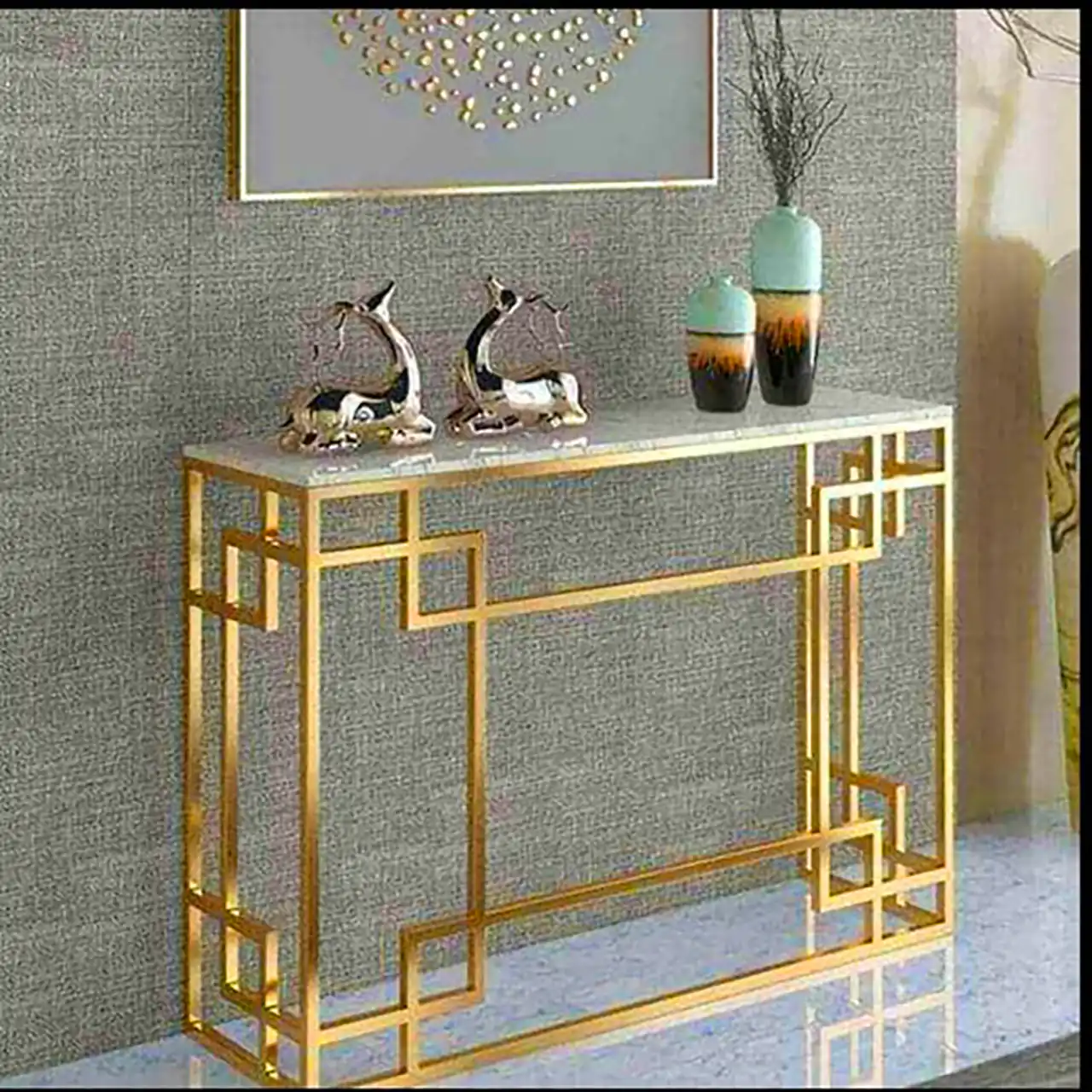 میز کنسول پایه طلایی