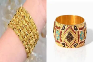 مدل النگو اماراتی + برق طلای خاص با طرح های ظریف و جذاب اماراتی