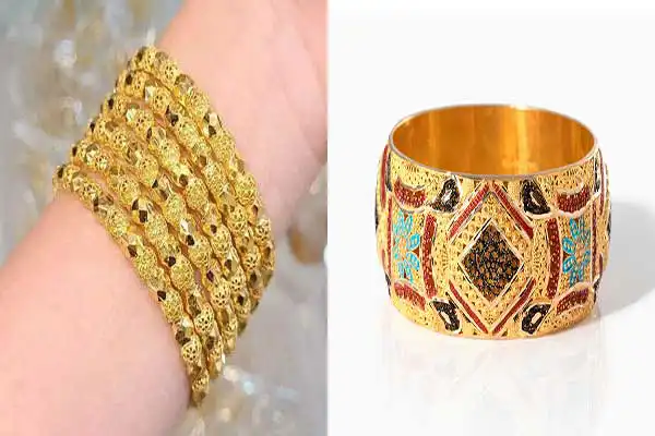 مدل النگو اماراتی + برق طلای خاص با طرح های ظریف و جذاب اماراتی