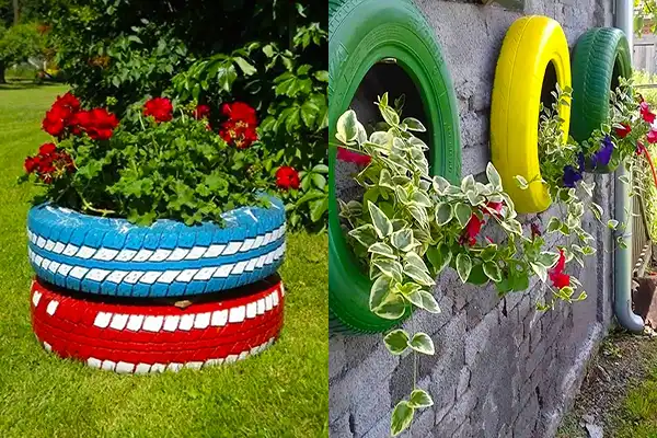 مدل گلدان با لاستیک ماشین + مدل گلدان با لاستیک ماشین ایده‌ فوق العاده جذاب و خلاقانه