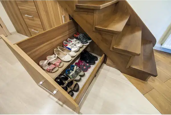 مدل جا کفشی زیر راه پله + مدل جا کفشی زیر راه پله خلاقانه و استفاده بهینه از فضای پِرت 