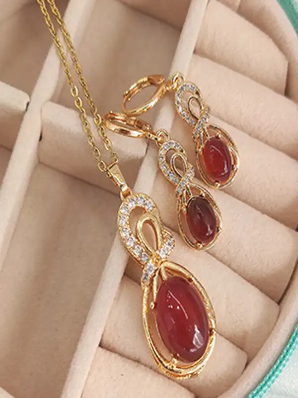 مدل نیم ست با سنگ عقیق + مدل نیم ست با سنگ عقیق بسیار زینتی و خاص