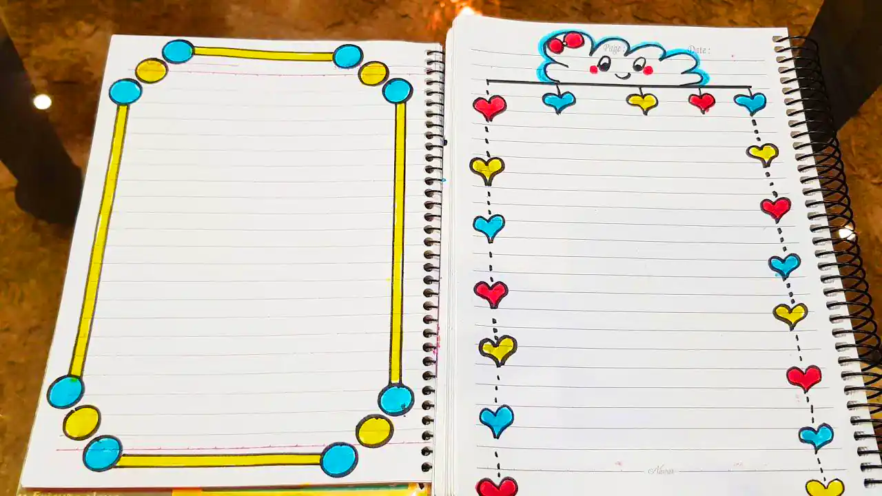 نقاشی آسان برای دور دفتر مشق 