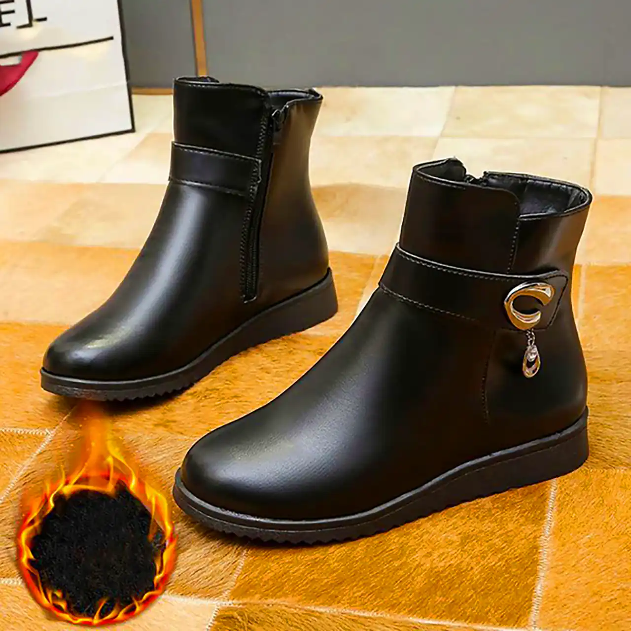 نیم بوت چرمی زنانه